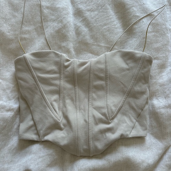 Joah Brown Cream Corset Crop Top - Picture 1 of 4